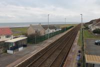 Harrington station, looking northwards from the footbridge in November 2017. An overcast day but the coast of Scotland is just visible across the Solway. This is a request stop so I didn't risk photographing the southbound Class 37 but went down to the platform and flagged it down - a first for me. <br><br>[Mark Bartlett 17/12/2017]