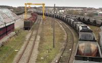 View over Elgin Yard in 2004.  The busy scene is deceptive as the coal hoppers were stored waiting for scrapping.<br>
<br>
<br><br>[Bill Roberton //2004]