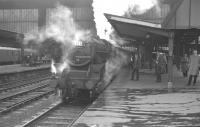 Black 5 4-6-0 45345 of Preston's Lostock Hall shed (10D) lets off steam alongside Carlisle platform 3 at the head of a summer Saturday working, thought to have been taken on 15 July 1967.<br><br>[K A Gray 15/07/1967]