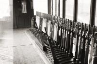 Levers in Aberdeen North signal box. This box replaced another, opening in 1914 and closing in 1981.<br><br>[David Murray-Smith //]