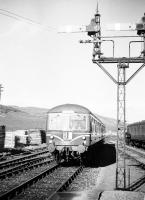 A Cravens 2-car DMU arriving at Ballater with the 3.10pm service from Aberdeen on 14 April 1960. [Ref query 8 January 2018]<br><br>[David Murray-Smith 14/04/1960]