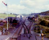 Picture taken from footbridge at Embsay Station facing West in September 1984.<br><br>[Gordon Steel /09/1984]
