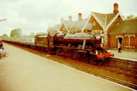 Stanier 2-8-0 48151 on a Cumbrian Mountain Express stopping at Appleby in the early 90's<br><br>[Gordon Steel //]