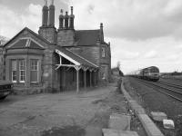 Belford Station looking north, with a HST passing in 1987. There is a campaign to reopen the station, which closed on 29th January 1968.<br>
<br>
<br>
<br><br>[Bill Roberton //1987]