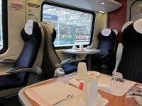 Virgin Pendolino 1st class coach interior at Glasgow Central. Picture taken on a Club 55 jolly boys day out to Hexham in March 2013.<br><br>[Gordon Steel 25/03/2013]