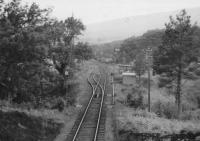 A view of Camus-na-ha signal box and siding north of Banavie on the Mallaig extension of the West Highland line. Photograph taken by the LNER on 5th August 1946. [See image 59657] for further details.<br>
<br>
The reverse of the photograph is endorsed with 'Please acknowledge 'British Railways''.<br><br>[Douglas Blades Collection 05/08/1946]