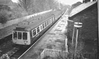 Derby 3-car DMU 107429 at kilmacolm a few days before closure of the line in January 1983.<br><br>[Ian Millar 07/01/1983]