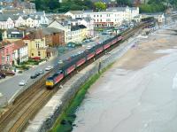 A Virgin CrossCountry service heads west after leaving Dawlish on Saturday 29 June 2002.<br><br>[Ian Dinmore 29/06/2002]