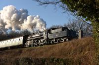 Ex Barry scrapyard BR Standard 4MT 2-6-0 76017, tender first bound for Medstead and then Alton on 28th December 2017.<br>
<br>
<br><br>[Peter Todd 28/12/2017]