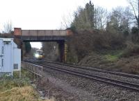 The 12.30 off Moreton-in-the-Marsh to Hereford accelerates through a distinctly autumnal landscape at Aston Magna (south of the former Blockley station) on Christmas Eve 2017.<br><br>[Ken Strachan 24/12/2017]