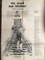 A poignant cutting from the Scotsman newspaper of September 1968. A piece by David Steel MP.  'We need our lifeline! The Borders are a Development Area - Don't axe our only rail link.' 'This is not just our fight - it is Scotland's fight. Please give your support.'<br><br>[Bruce McCartney Collection 13/09/1968]