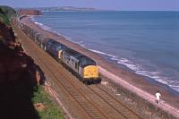 Holiday memories: 37890 and 37248 head westwards at Dawlish on 3rd July 1998. 37248 is now preserved on the Gloucester and Warwickshire Railway but 37890 was scrapped in Rotherham.  <br>
<br><br>[Graeme Blair 03/07/1998]