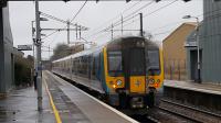 The 1139hrs TPE service from Manchester Airport to Glasgow Central pulls away from Lockerbie on Thursday 8th February 2018.<br>
<br>
<br><br>[David Prescott 08/02/2018]