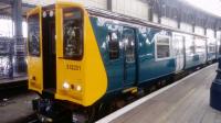 Freshly repainted into BR blue/grey 313201 is at Brighton platform 8 about to work the 1140 service to Seaford today 3rd January 2018.<br>
<br>
Originally the doors would also have been half blue/grey but to comply with prm-tsi specification had to be just one light colour!<br>
<br>
Sadly, the BR blue era hasn’t been replicated inside.<br><br>[Caleb Abbott 03/01/2018]