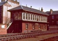 The signal box at Leith Central in 1971, by which time the station was a diesel depot. The box had closed in 1966 and was probably in use as a bothy.<br><br>[Bill Roberton //1971]