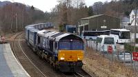 66302 entering Pitlochry from the north. [[See image 48763]] same loco!<br><br>[David Prescott 22/03/2018]