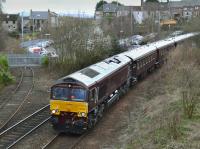66743 passes Inverkeithing South Junction with the Royal Scotsman from Edinburgh to Keith on 16 April.<br><br>[Bill Roberton 16/04/2018]