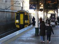 Mid-morning scene on the sub on a bright and sunny October day in 2017. The ScotRail 1103 service to Dunblane is boarding at the east end of platform 9.<br><br>[John Furnevel 05/10/2017]