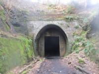 <h4><a href='/locations/N/Neidpath_Tunnel'>Neidpath Tunnel</a></h4><p><small><a href='/companies/S/Symington,_Biggar_and_Broughton_Railway'>Symington, Biggar and Broughton Railway</a></small></p><p>Neidpath Tunnel, eastern portal, looking west on 23rd February 2018. See image <a href='/img/19/410/index.html'>19410</a> for the same spot ten years earlier, since when some vegetation appears to have been cut back.  18/44</p><p>23/02/2018<br><small><a href='/contributors/David_Bosher'>David Bosher</a></small></p>
