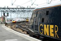 Late running Pendolino carrying the Amis de Chemin de Fer arrives at Glasgow Central.<br><br>[Ewan Crawford //]