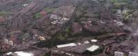 Aerial view of Whifflet (left) to Coatbridge Central (right) with the line to Rutherglen leaving from a triangular junction. Also visible is the site of Whifflet Upper.<br><br>[Ewan Crawford //]