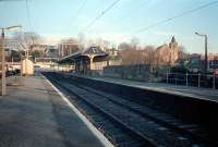 Milngavie of a frosty morning. The low wall on the right is all that remains of the locomotive shed.<br><br>[Ewan Crawford //]