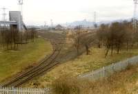 Kincardine Powerstation yard when still largely intact - only a few metres of the link to the northern yard had been lifted.<br><br>[Ewan Crawford //1989]