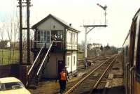 Appleby signalbox and Appleby North Junction viewed from southbound train.<br><br>[Ewan Crawford 25/03/1989]