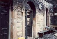 The burned interior of Crookston station. The building has been rebuilt and is now lived in.<br><br>[Ewan Crawford //1987]