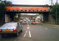 Bridges at Jordanhill. View looks north. Taken from the bridge over the original Whiteinch Railway alignment (obliterated).<br><br>[Ewan Crawford //1987]