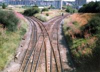 Cowlairs North Junction looking east. The north curve (left) has subsequently been singled.<br><br>[Ewan Crawford //1987]