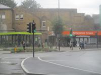 <h4><a href='/locations/E/Edmonton_Green'>Edmonton Green</a></h4><p><small><a href='/companies/B/Bethnal_Green_to_Edmonton_and_Lea_Valley_Line_Great_Eastern_Railway'>Bethnal Green to Edmonton and Lea Valley Line (Great Eastern Railway)</a></small></p><p>Exterior of the east side of Edmonton Green station, London Overground since 2015, on 12th August 2019. This station opened as Edmonton on 27th July 1872 when the line was extended from Stoke Newington to a connection with the Angel Road to Enfield Town line just north-west of the station and was renamed Lower Edmonton (High Level) on 1st July 1883. The original Edmonton station of 1849 on the line from Angel Road, which was to the left where the road roundabout now is, became Lower Edmonton (Low Level) at the same time; after this closed to passengers in 1939, the high level suffix was dropped from the surviving station. In 1992, the name Edmonton Green was chosen to define the area more correctly and this became the name of the station although my research has been unable to discover the exact date the station was renamed. 74/189</p><p>12/08/2019<br><small><a href='/contributors/David_Bosher'>David Bosher</a></small></p>