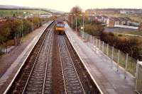 Carlisle-Glasgow train hammers through Nitshill.<br><br>[Ewan Crawford //1987]