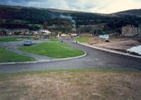 From the site of the buffers looking east at Fairlie Pier. The lines ran off to the right behind the row of houses to meet the Largs Branch.<br><br>[Ewan Crawford //1987]