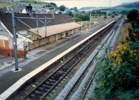Overview of West Kilbride station looking to Largs. The very tall signalbox was located on the distant curve.<br><br>[Ewan Crawford //1987]