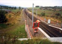 Dalry looking north. Dalry had been a large four platform station on a quadruple track section. Off to the right was the rail-served Blair Ironworks.<br><br>[Ewan Crawford //1987]