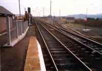 Irvine looking south. The 08 was used in local sidings as both the stump of the line to Crosshouse (left and now lifted) and harbour (right) were in use.<br><br>[Ewan Crawford //1987]