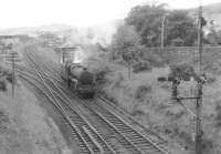 Having turned at Largs 45366 returns to its train at Fairlie pier junction.<br><br>[John Robin 15/08/1963]