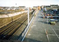 Saltcoats looking east to the station. The goods yard was on the right.<br><br>[Ewan Crawford //1987]
