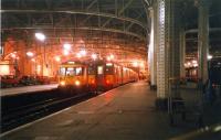 Glasgow Central at night. Train from Ayr has just arrived.<br><br>[Ewan Crawford //1987]