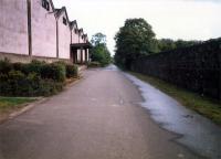 Closed NB line in Dumbarton; looking east by the bonded warehouse east of Dumbarton Central.<br><br>[Ewan Crawford //1987]