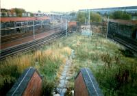 Glasgow Central Junction. The Glasgow Central lines (left) part company from the General Terminus lines (right). The view looks east to Larkfield. The junction was crossed by the approach lines to South Side and later St Enoch from the Barrhead direction.<br><br>[Ewan Crawford //1987]