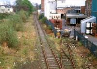 Alloa Brewery siding looking east in 1988. The brewery has since gone and this is the intended site of the new Alloa station.<br><br>[Ewan Crawford //1988]