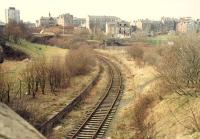Looking west over the former Lynedoch station on the Princes Pier line in 1988. The extensive goods yard was in the distant right and at a much lower level. For the situation 23 years later [see image 33483].<br><br>[Ewan Crawford //1988]