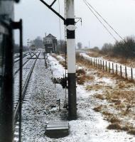 View from DMU halted in Lugton loop. The approaching DMU is about to run into the loop alongside and to the left.<br><br>[Ewan Crawford //1988]