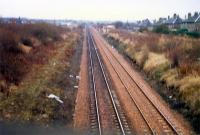 Carmyle, Rutherglen platforms, looking east towards the junction. The Glasgow Central platforms were to the left. The new Carmyle station was built here.<br><br>[Ewan Crawford //1988]
