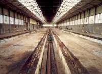 Hyndland Depot after the track had been removed from the shed. Access by kind permission of British Rail.<br><br>[Ewan Crawford //1988]