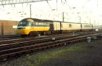 A southbound 125 takes the Newcastle line at Carlisle.<br><br>[Ewan Crawford 26/11/1988]