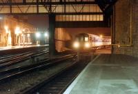 A Sprinter pauses before leaving the carriage sidings at Perth station.<br><br>[Ewan Crawford 02/01/1989]
