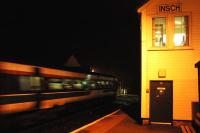 Insch at night. Inverness bound train in station.<br><br>[Ewan Crawford //]